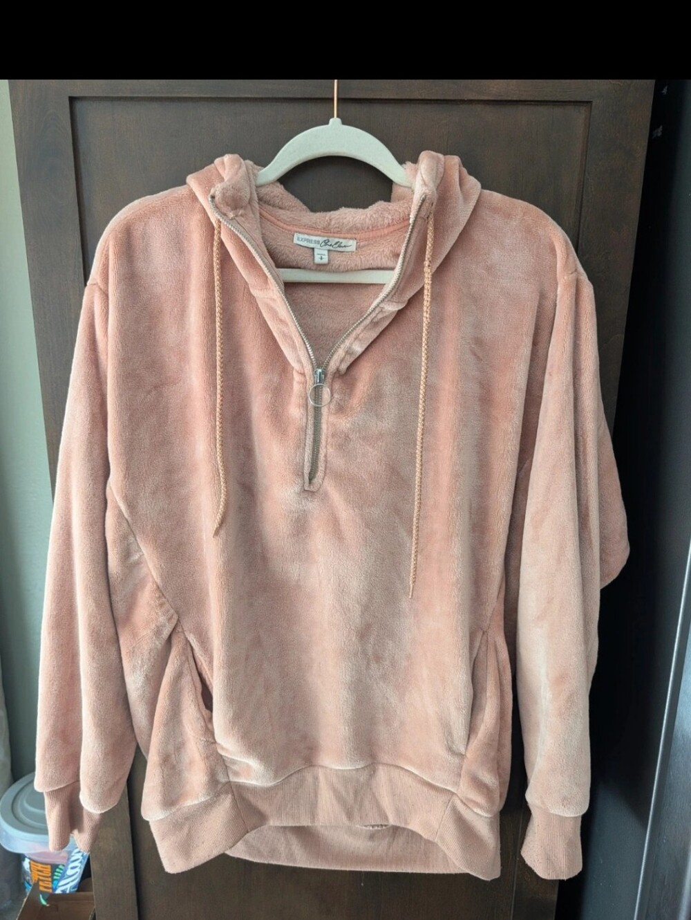 Express Plush Half-Zip Hoodie in Dusty Pink